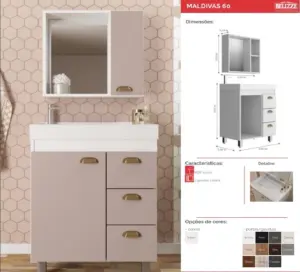 Balcao Belizze Maldivas Oxxi 60 Cm