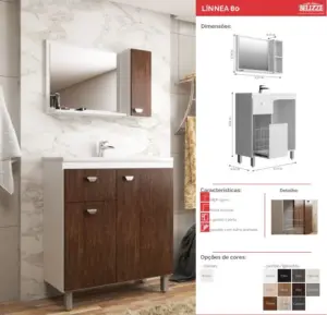 Balcao Belizze Linnea Carbono 80cm