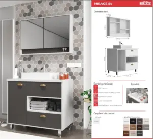 Balcao Belizze Mirage Carbono 80cm