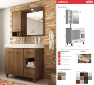 Balcao Belizze Lotus Imbuia /nude 80cm