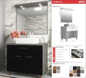 Balcao Belizze Dubai Carvalho /carbono 8